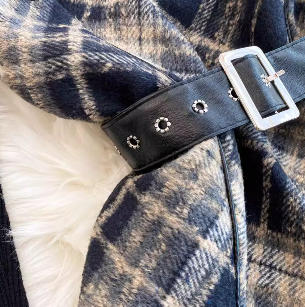 Plaid Slip Dress & Black Sweater 2Pcs
