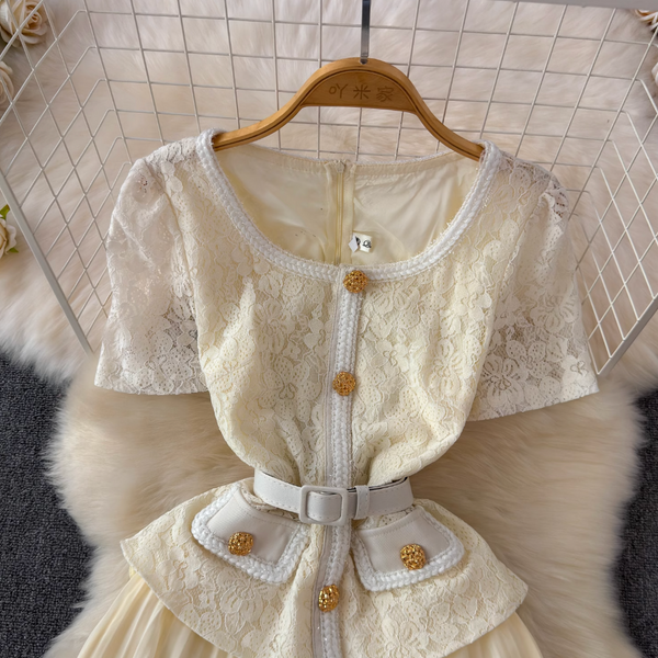 Fairy Lace Patchwork Apricot Dress