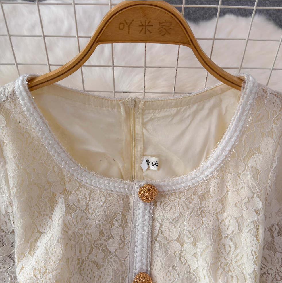 Fairy Lace Patchwork Apricot Dress