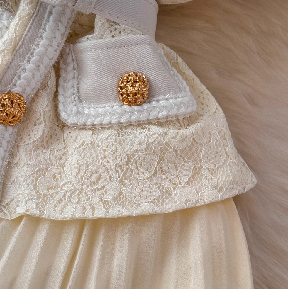 Fairy Lace Patchwork Apricot Dress