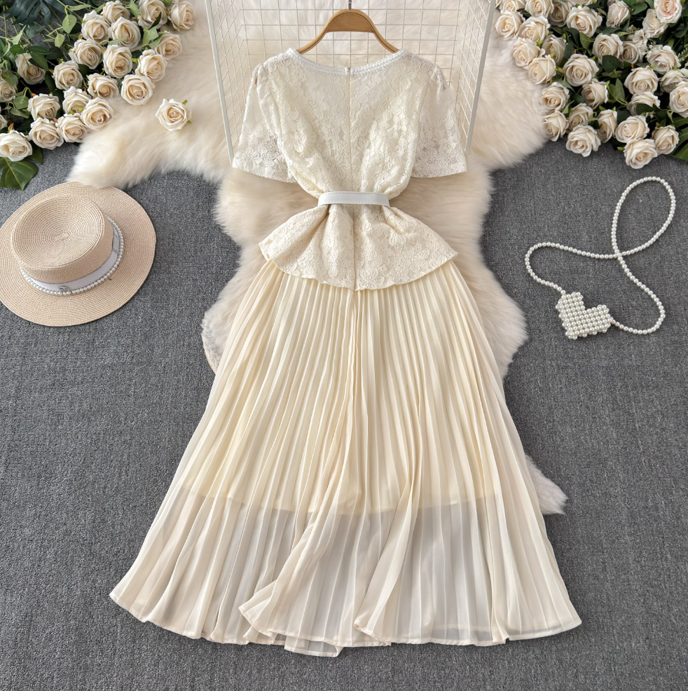 Fairy Lace Patchwork Apricot Dress