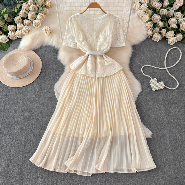 Fairy Lace Patchwork Apricot Dress
