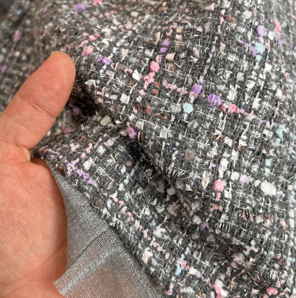 Lace-up Mesh Patchwork Tweed Dress