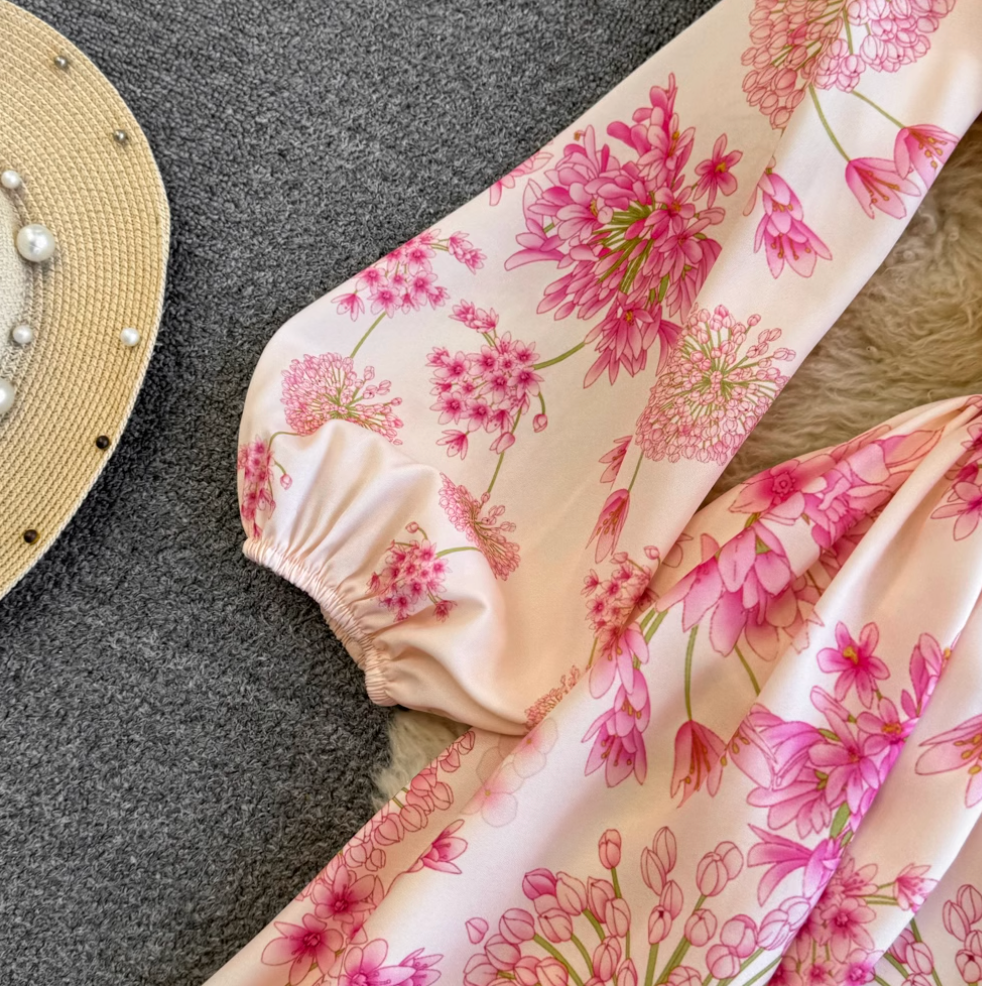 High-end Floral A-line Puffy Dress