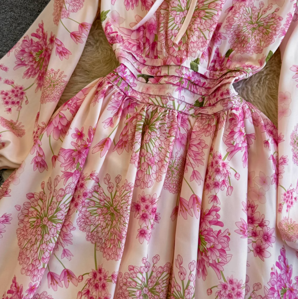 High-end Floral A-line Puffy Dress