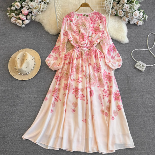 High-end Floral A-line Puffy Dress