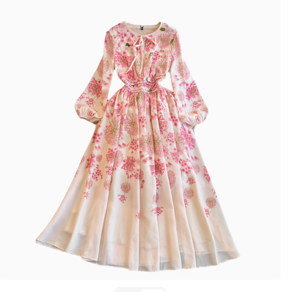 High-end Floral A-line Puffy Dress