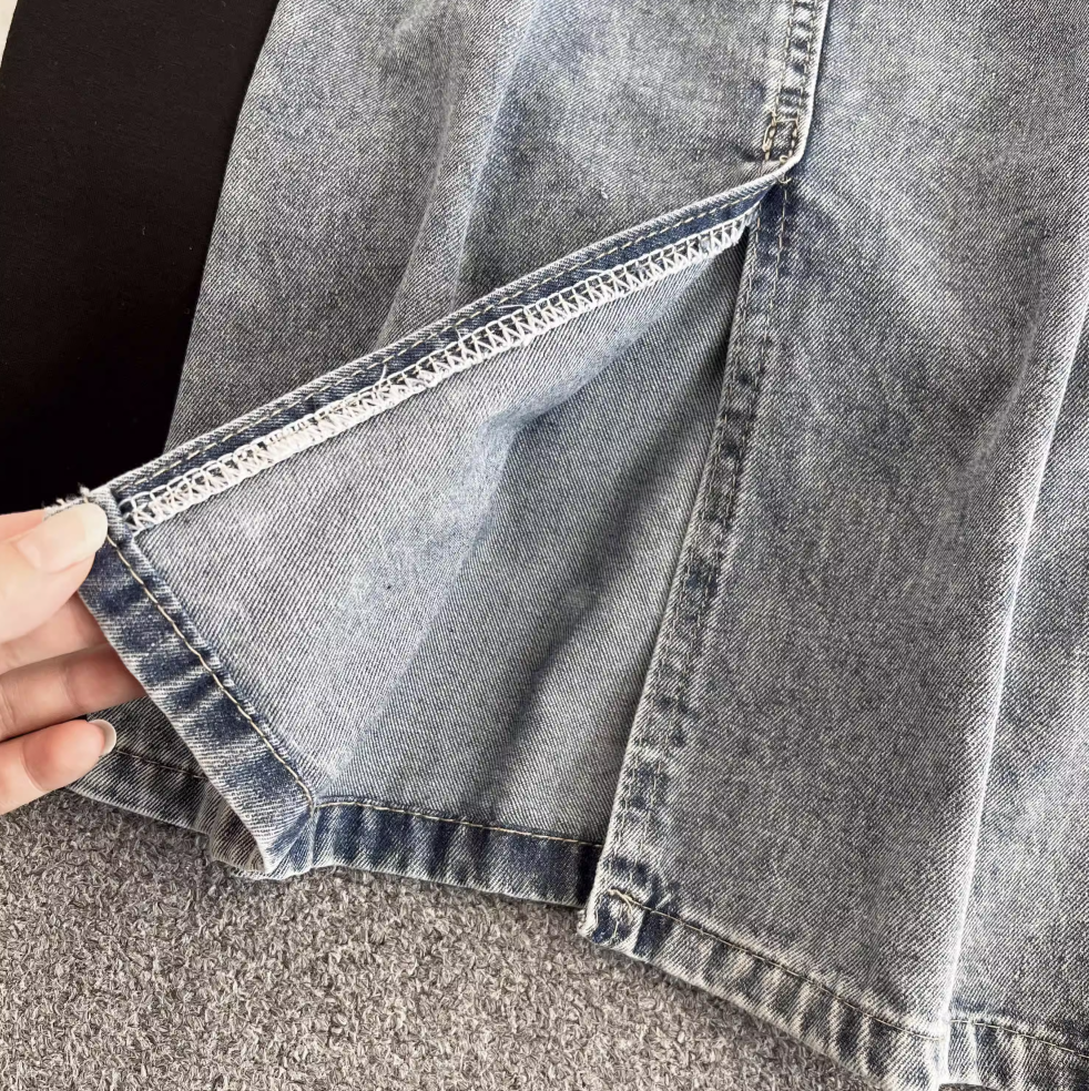 Suit Collar Denim Patchwork Dress