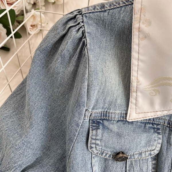 Chic Lapeled Denim Dress with Belt