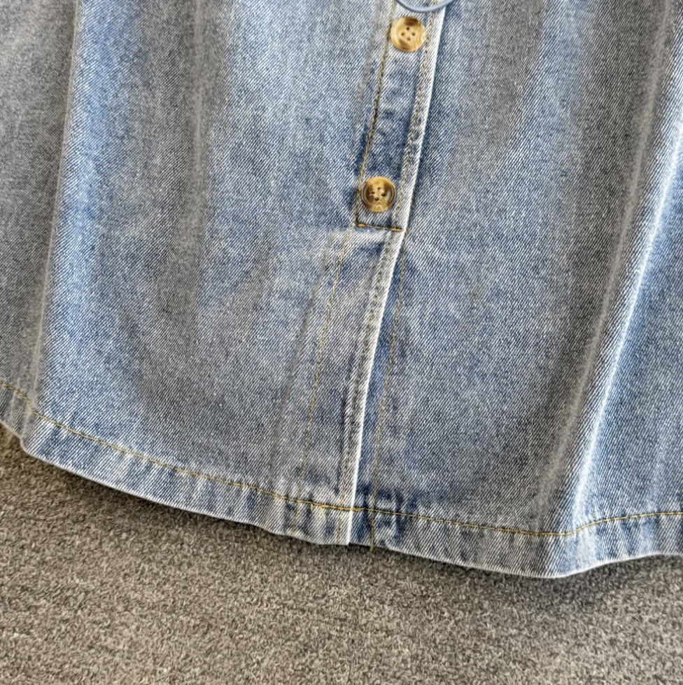 Elastic Drawstring Patchwork Denim Dress