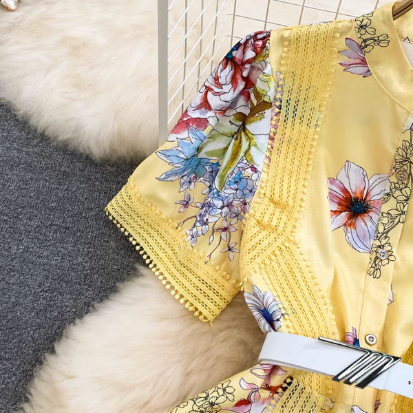 Vintage Floral Printed A-line Dress
