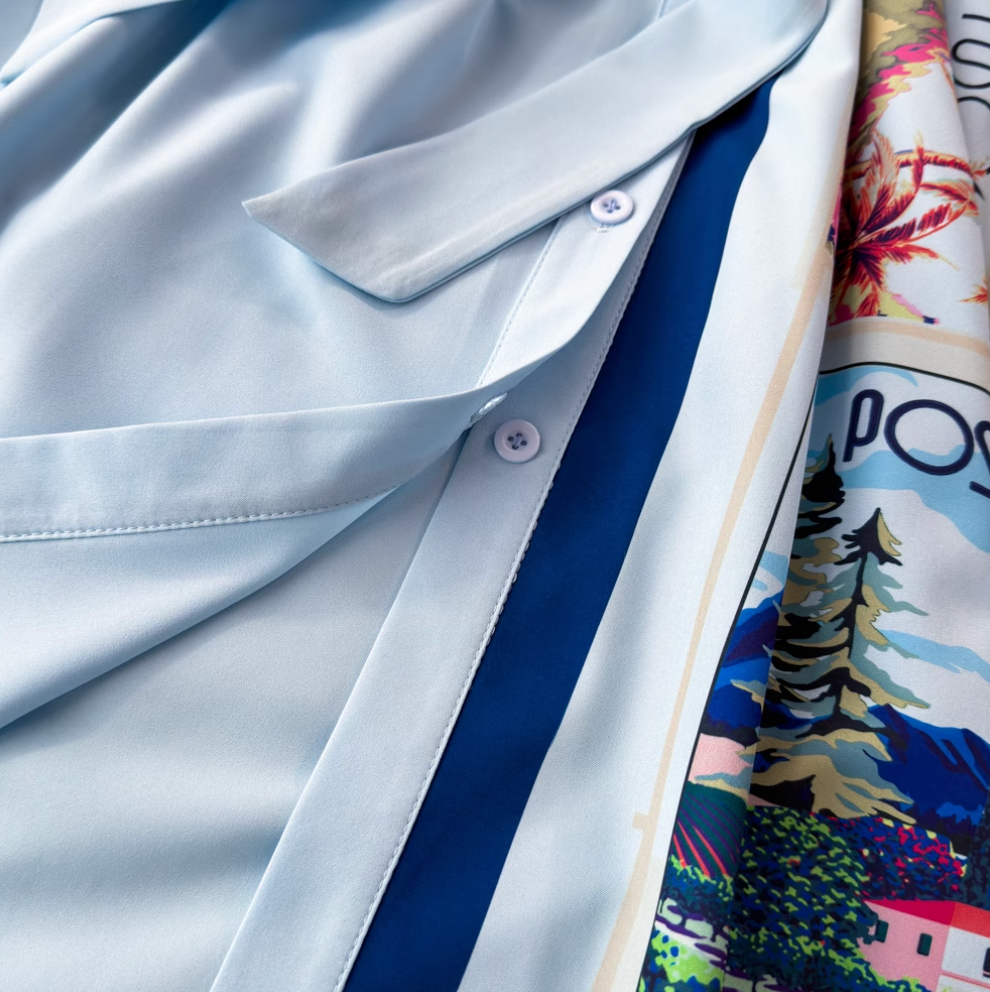 Asymmetric Painting Printed Shirt Dress