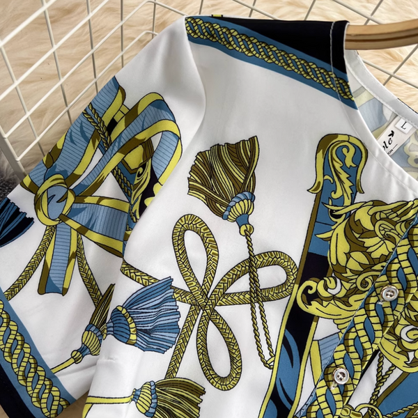 Premium Bow-tie Printed Split Dress
