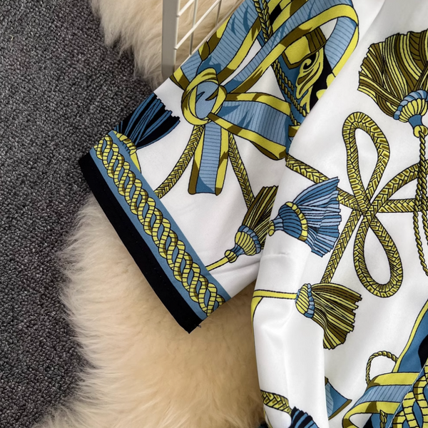 Premium Bow-tie Printed Split Dress