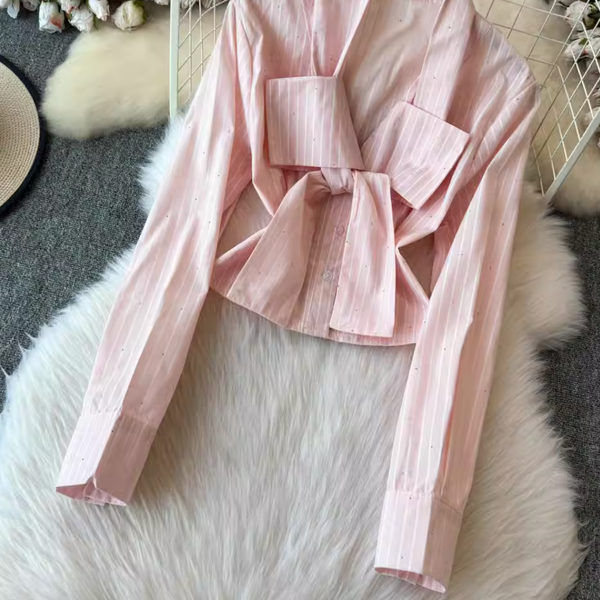 Beaded Knotted Shirt & Dress 2Pcs