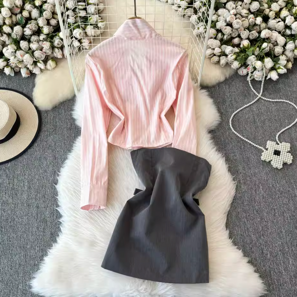 Beaded Knotted Shirt & Dress 2Pcs