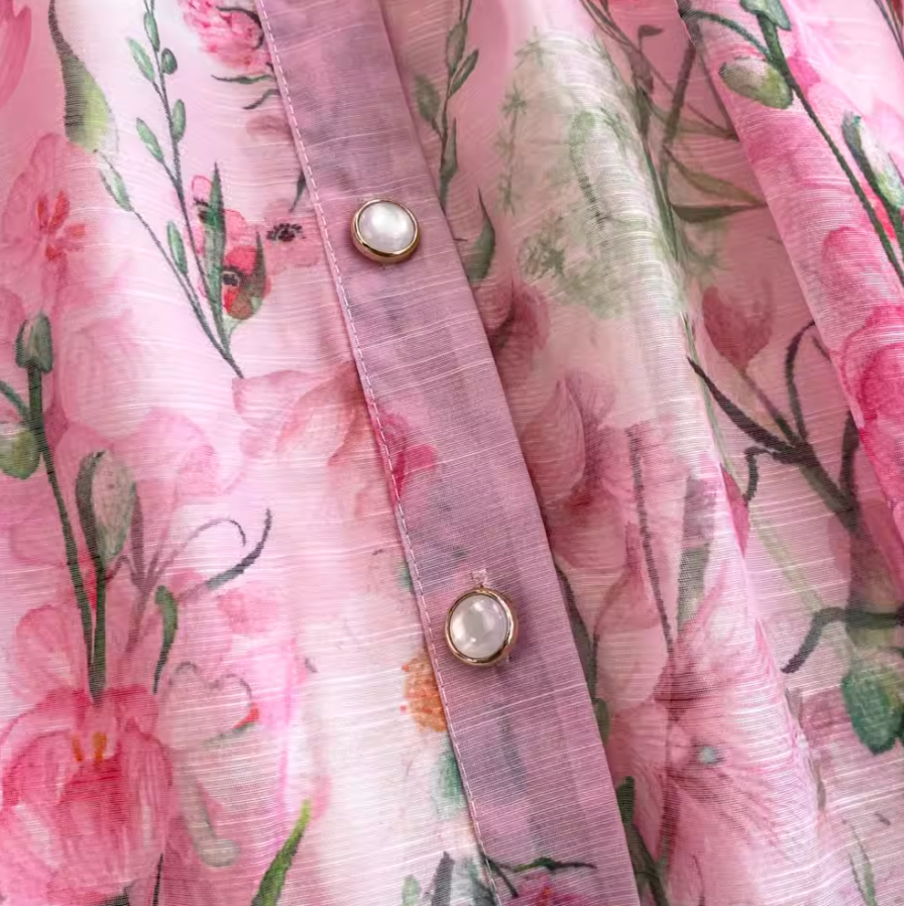 V-neck Floral Printed Dress with Belt