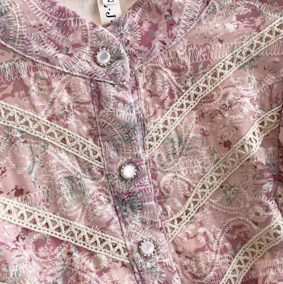 Courtly Embroidered Pink Floral Dress