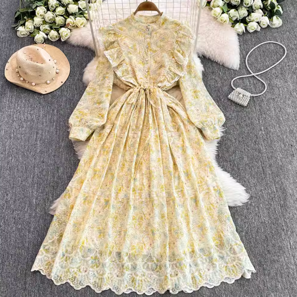 Courtly Embroidered Pink Floral Dress