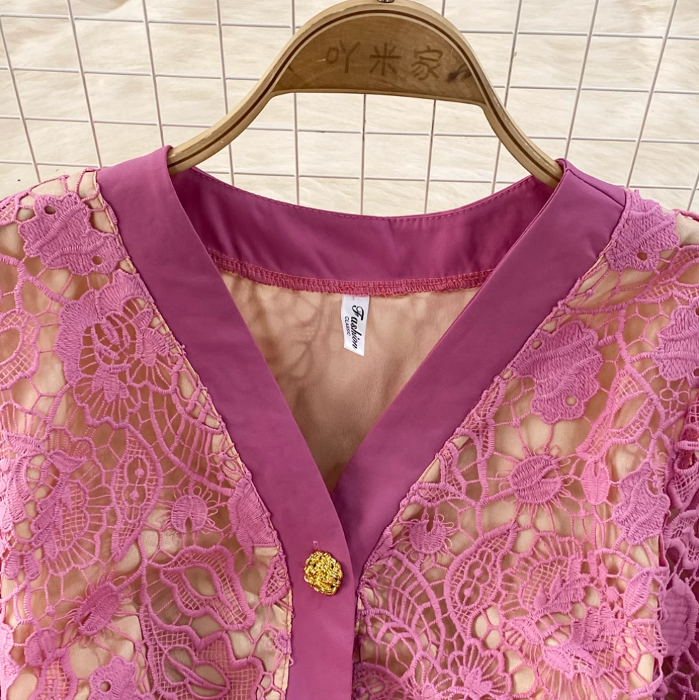 Premium Embroidered Lace OL Dress