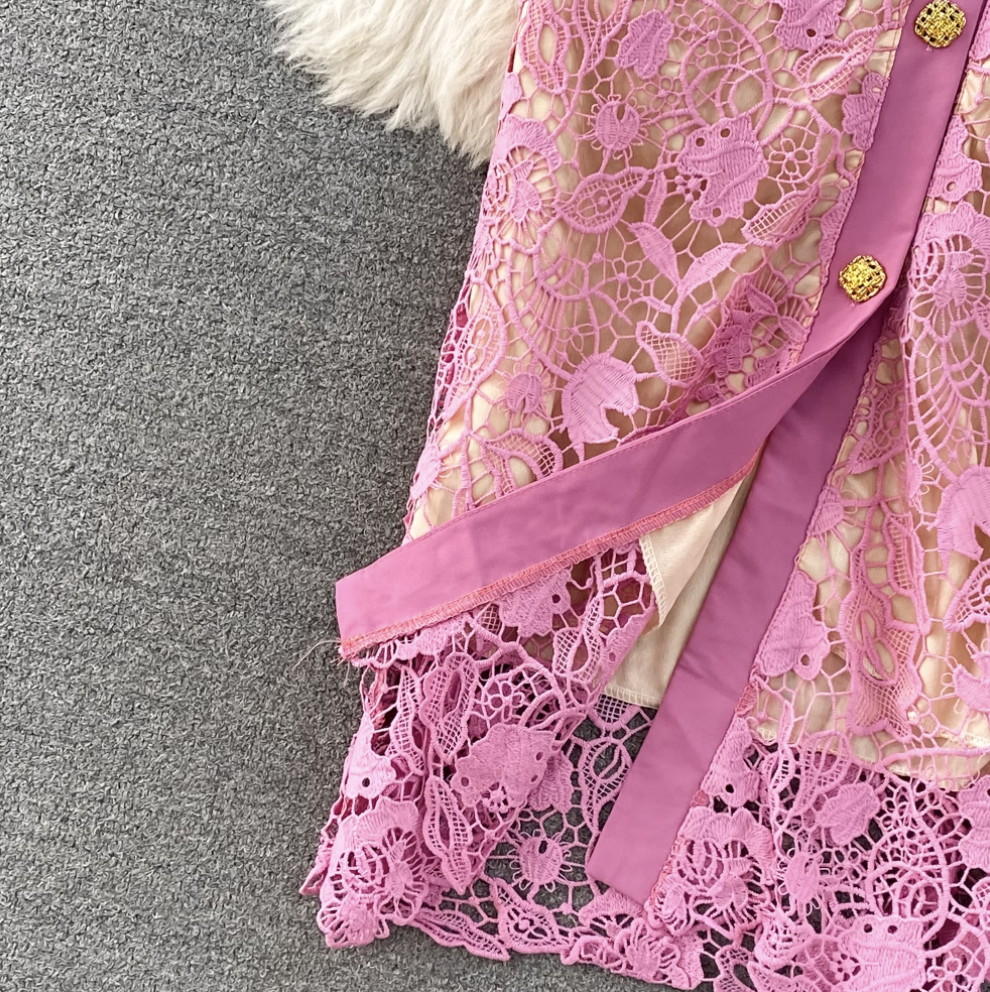 Premium Embroidered Lace OL Dress