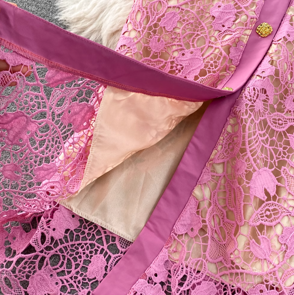 Premium Embroidered Lace OL Dress