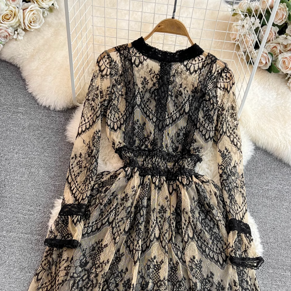 Elegant A-line Black Lace Dress