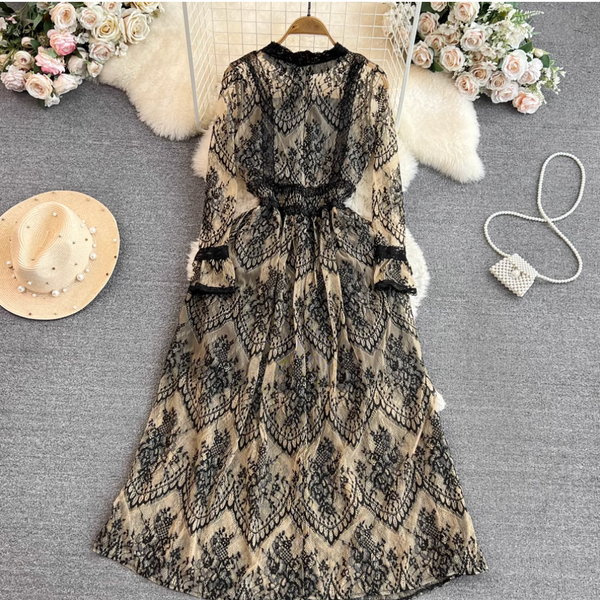 Elegant A-line Black Lace Dress