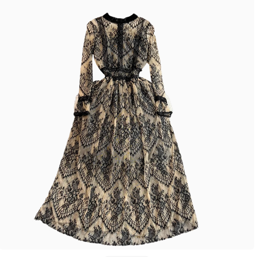 Elegant A-line Black Lace Dress