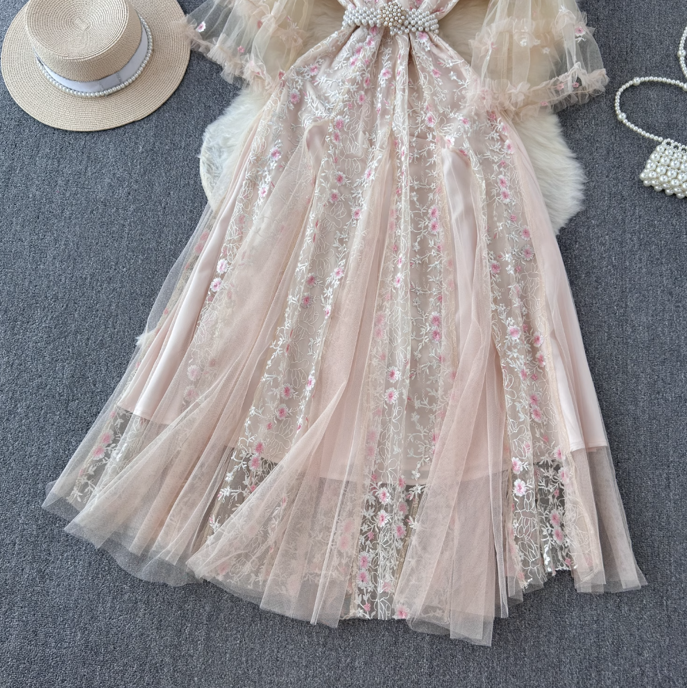 Pink Embroidered Princess Dress