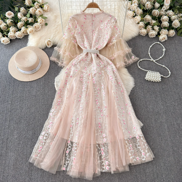 Pink Embroidered Princess Dress