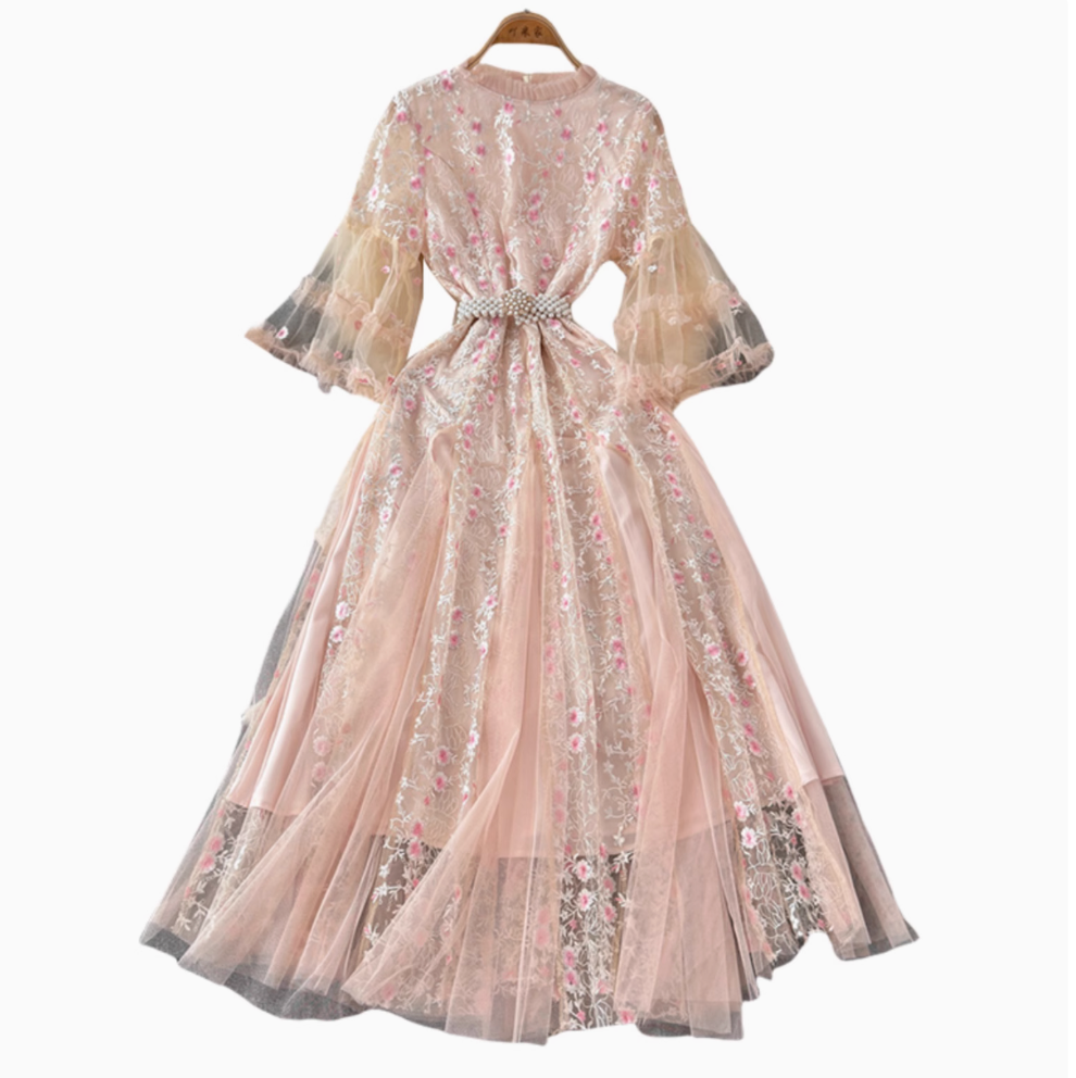 Pink Embroidered Princess Dress