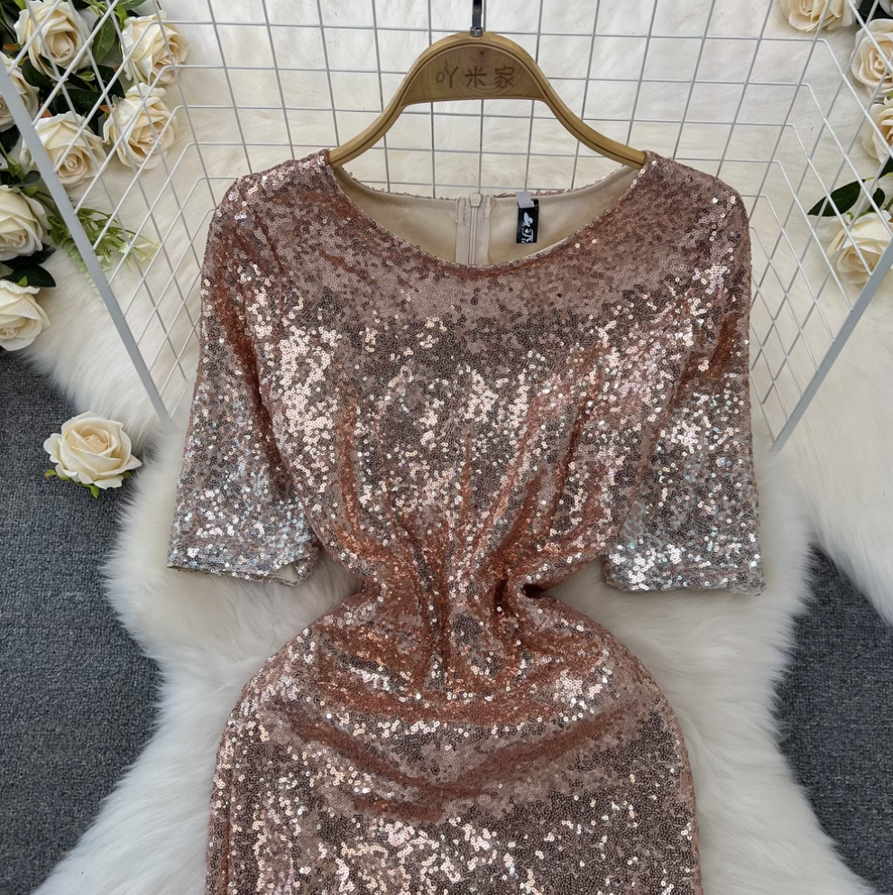 Gradient Color Sequined Fishtail Dress
