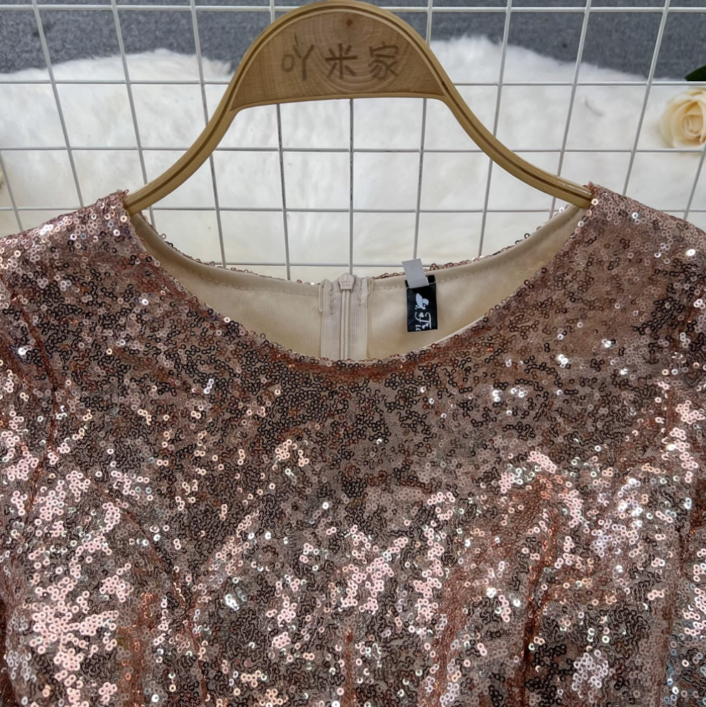Gradient Color Sequined Fishtail Dress