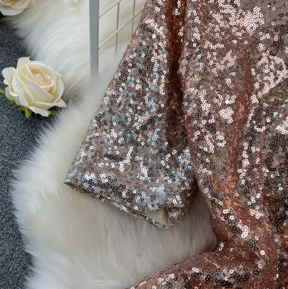 Gradient Color Sequined Fishtail Dress