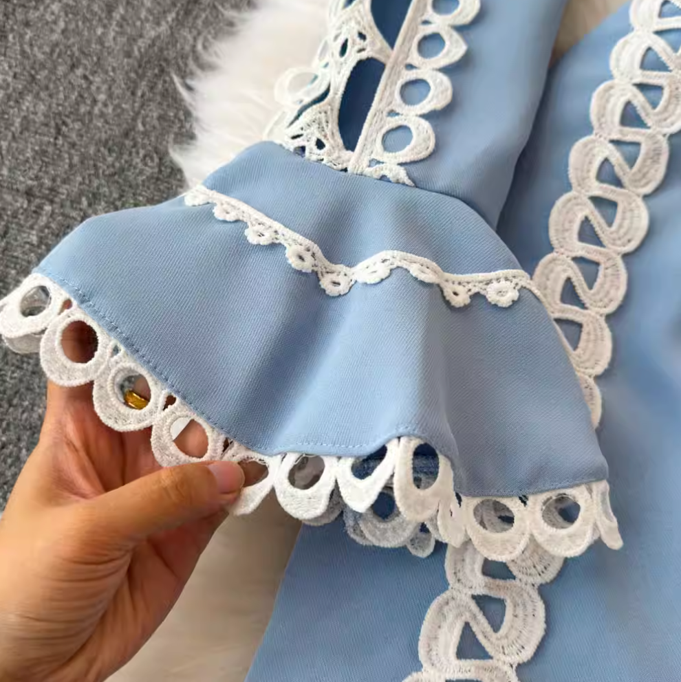Sweetie Lace-up Hollowed Patchwork Dress