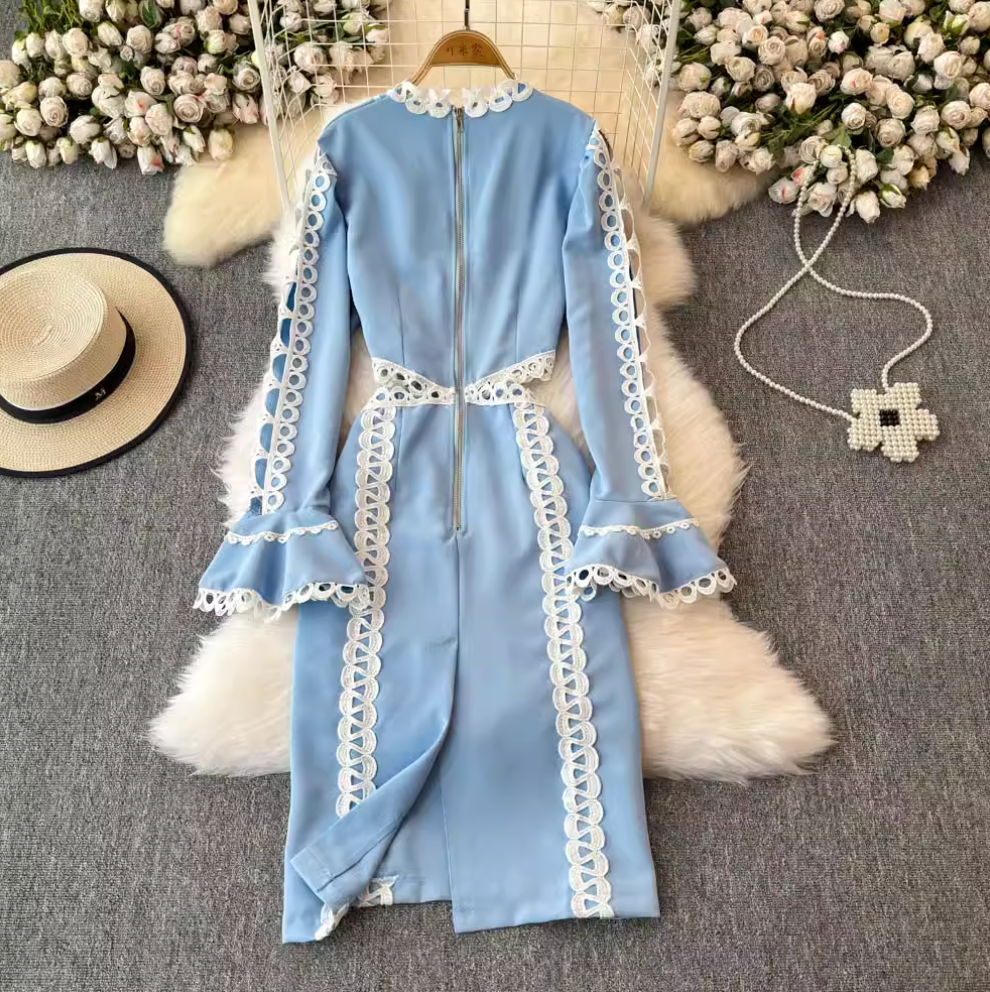 Sweetie Lace-up Hollowed Patchwork Dress