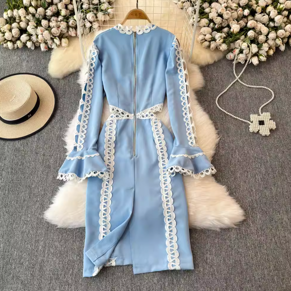 Sweetie Lace-up Hollowed Patchwork Dress
