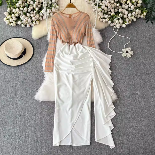 Irregular Design Mesh Patchwork Dress
