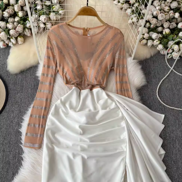 Irregular Design Mesh Patchwork Dress