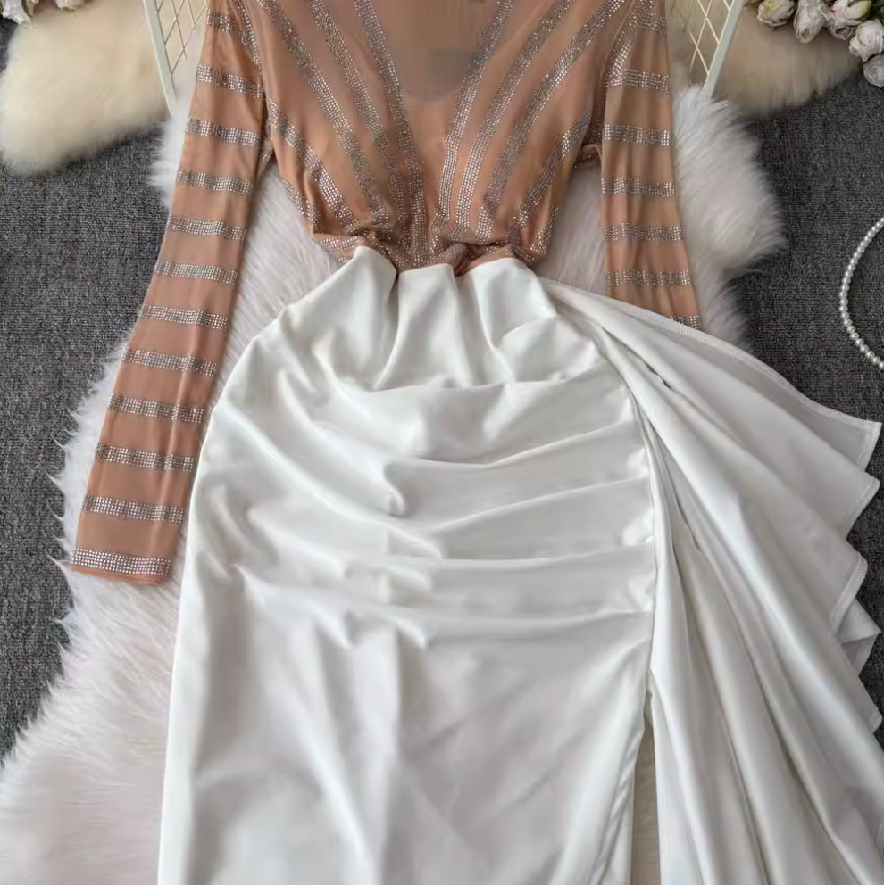 Irregular Design Mesh Patchwork Dress