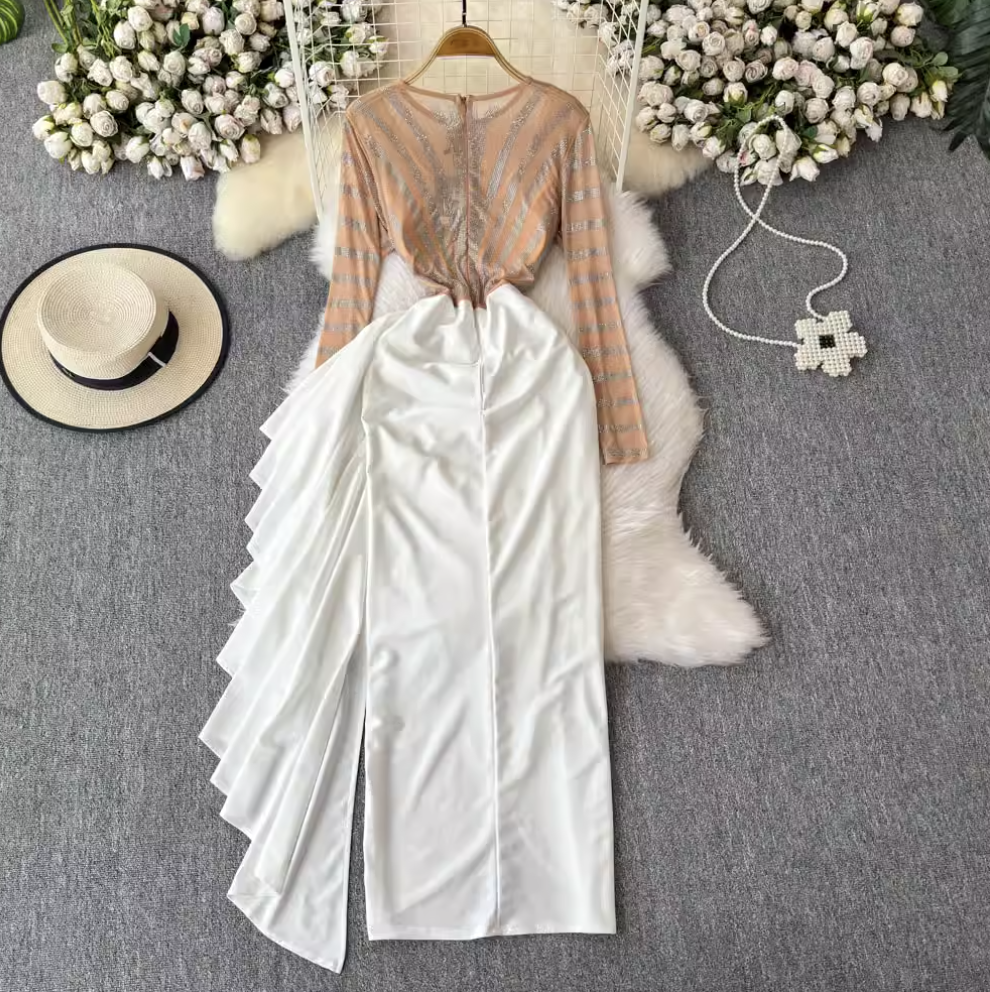 Irregular Design Mesh Patchwork Dress