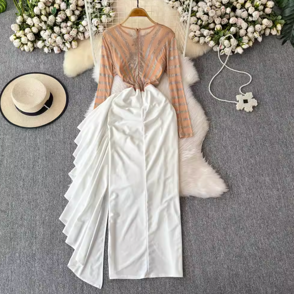 Irregular Design Mesh Patchwork Dress