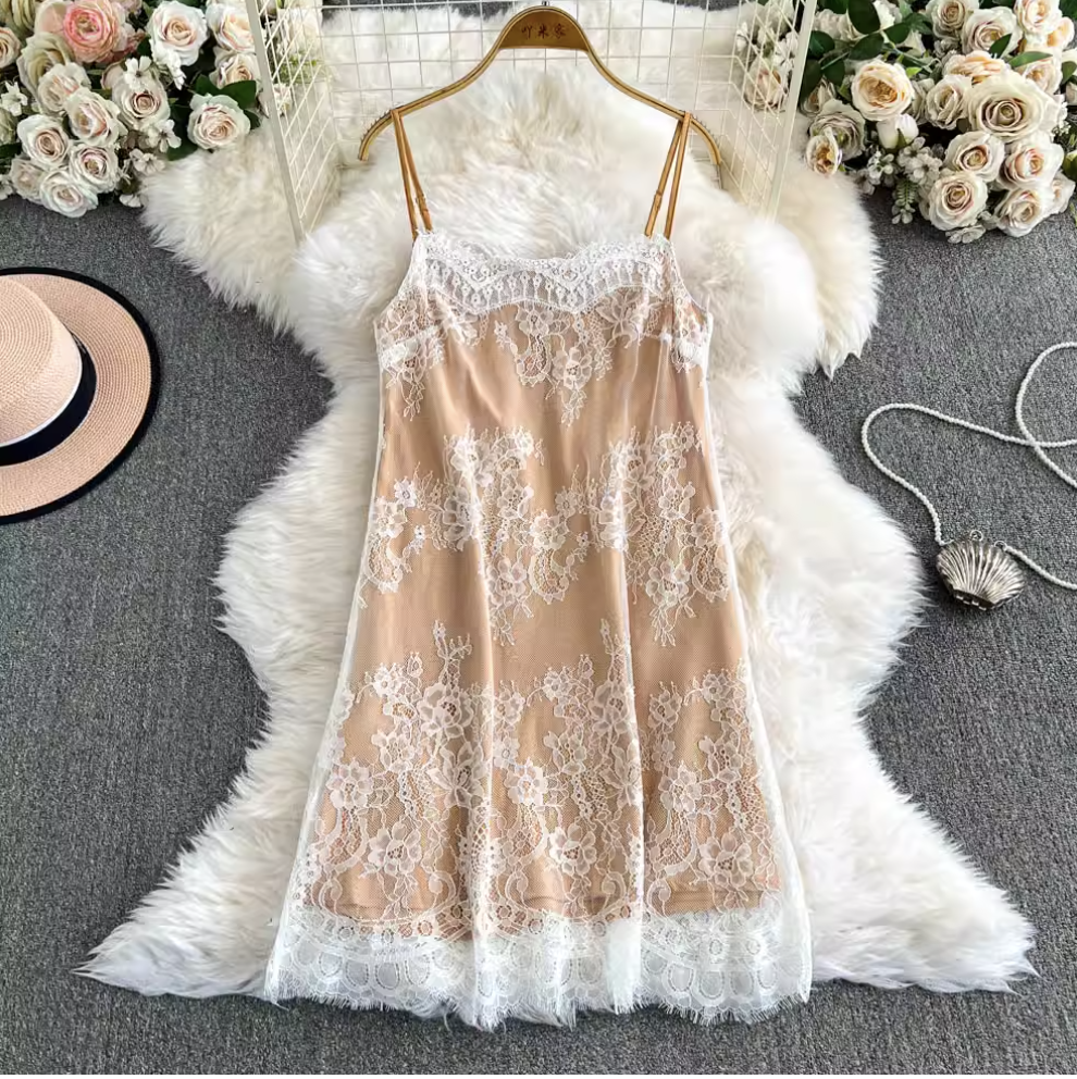 Niche 3d Floral Outwear & Slip Dress 2Pcs