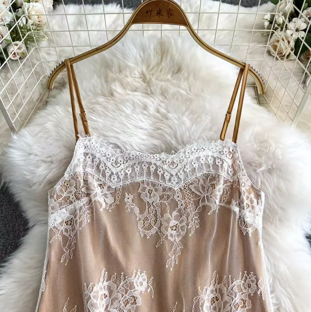 Niche 3d Floral Outwear & Slip Dress 2Pcs