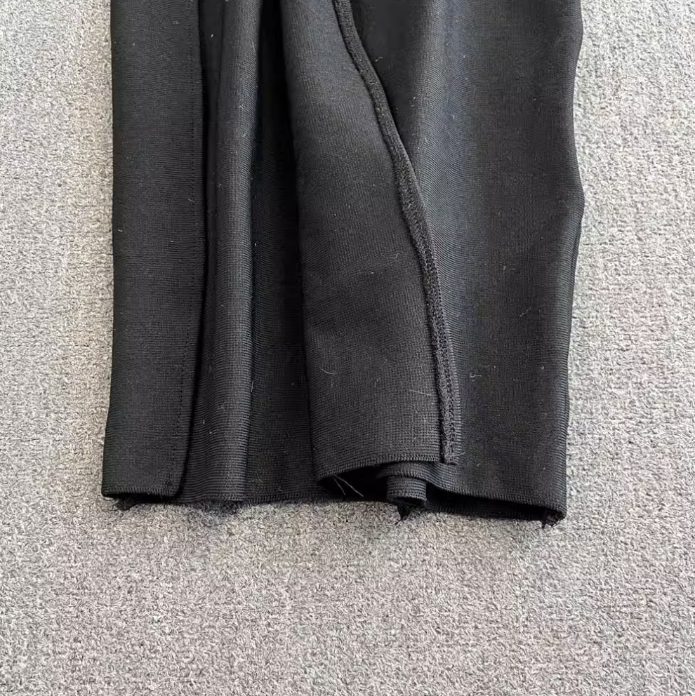 Tek Omuz Rhinestone Çiçek Siyah Elbise