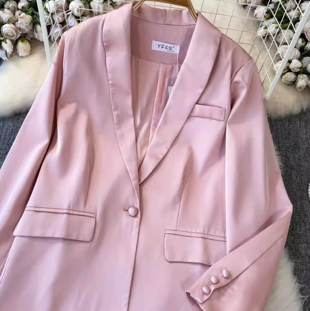 Satin Dress & Slip Dress Pink 2Pcs