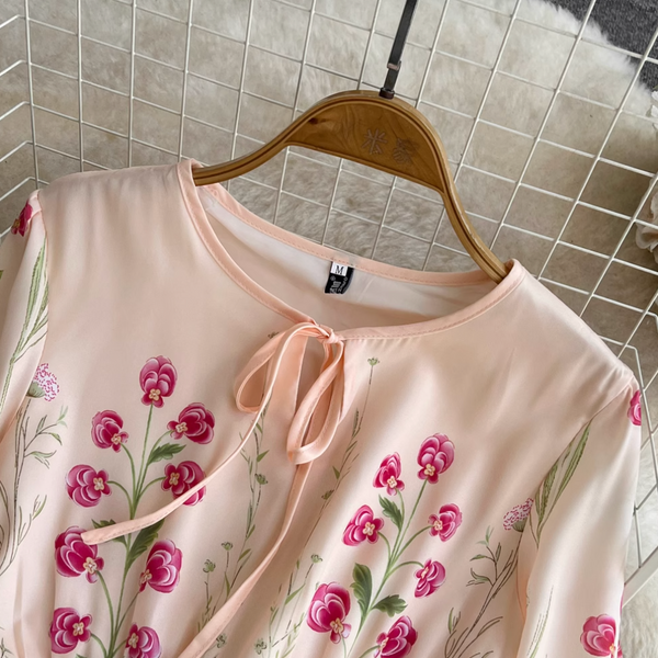 Round Collar Floral A-line Dress