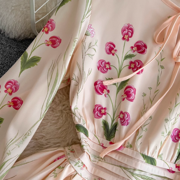Round Collar Floral A-line Dress