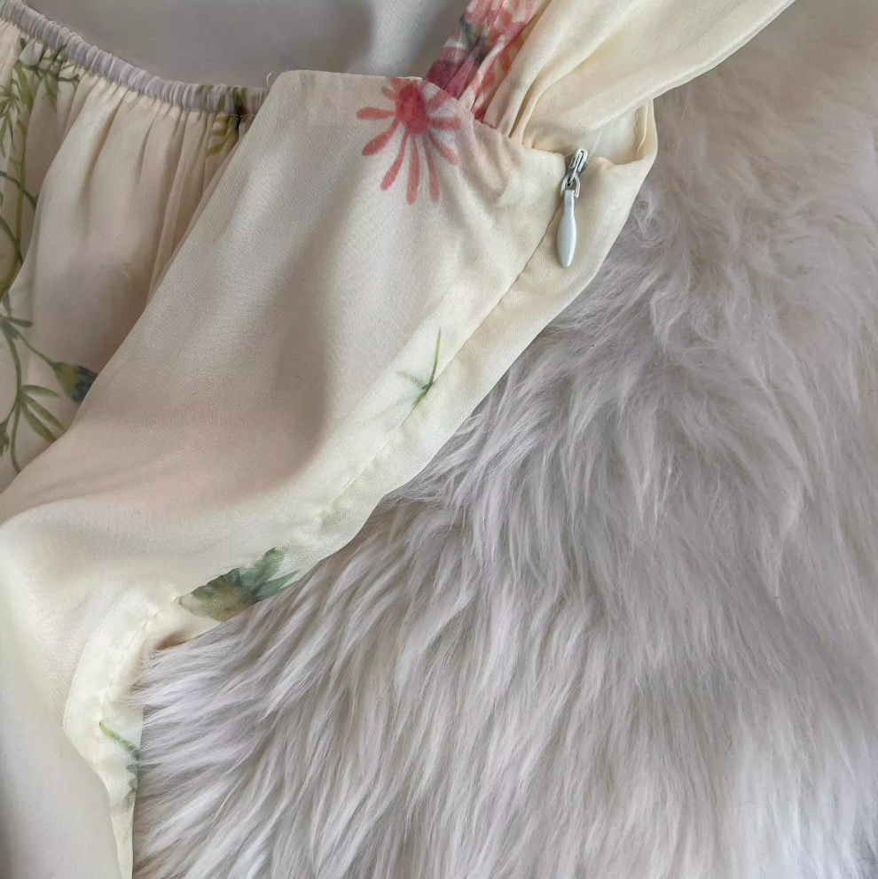 Asymmetric Slip Fair Floral Chiffon Dress